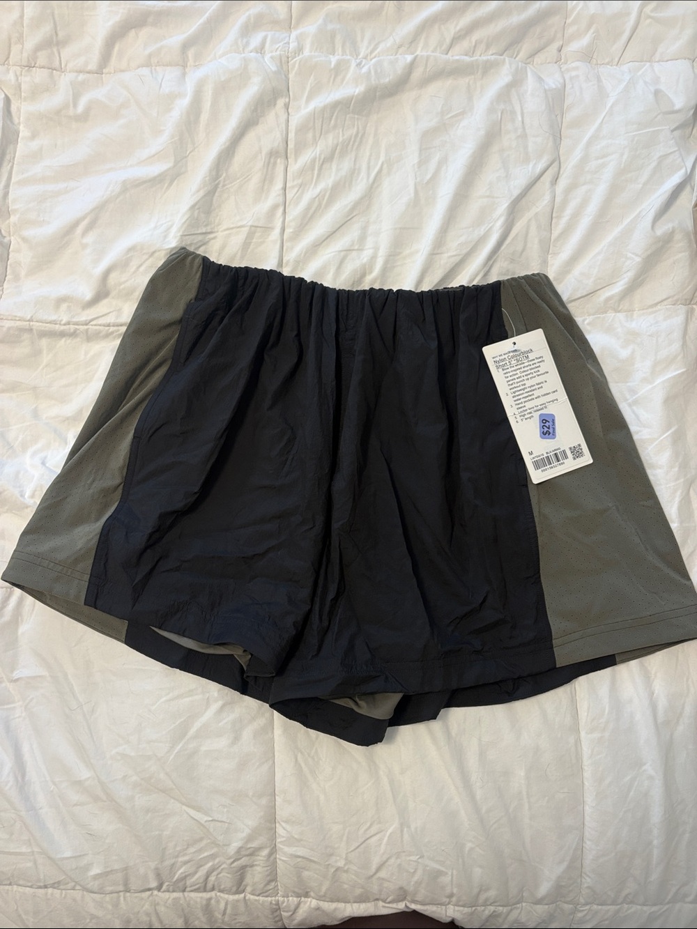lululemon athletica Black Shorts with Olive Side Panels